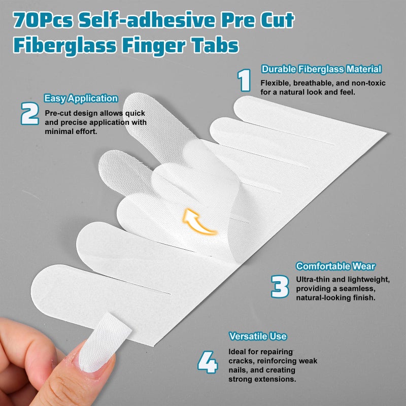 Ajcotahm 84 PCS Fiberglass Nail Wrap Extension Nail Repair Patches Silk Wrap for Nails Self Adhesive Nails Repair Tape for Broken Split Reinforcement Home Salon DIY Art Tools - Image 3